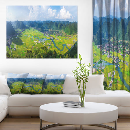 Rice Field Valley Vietnam Panorama - Landscape Wall Art Canvas Print