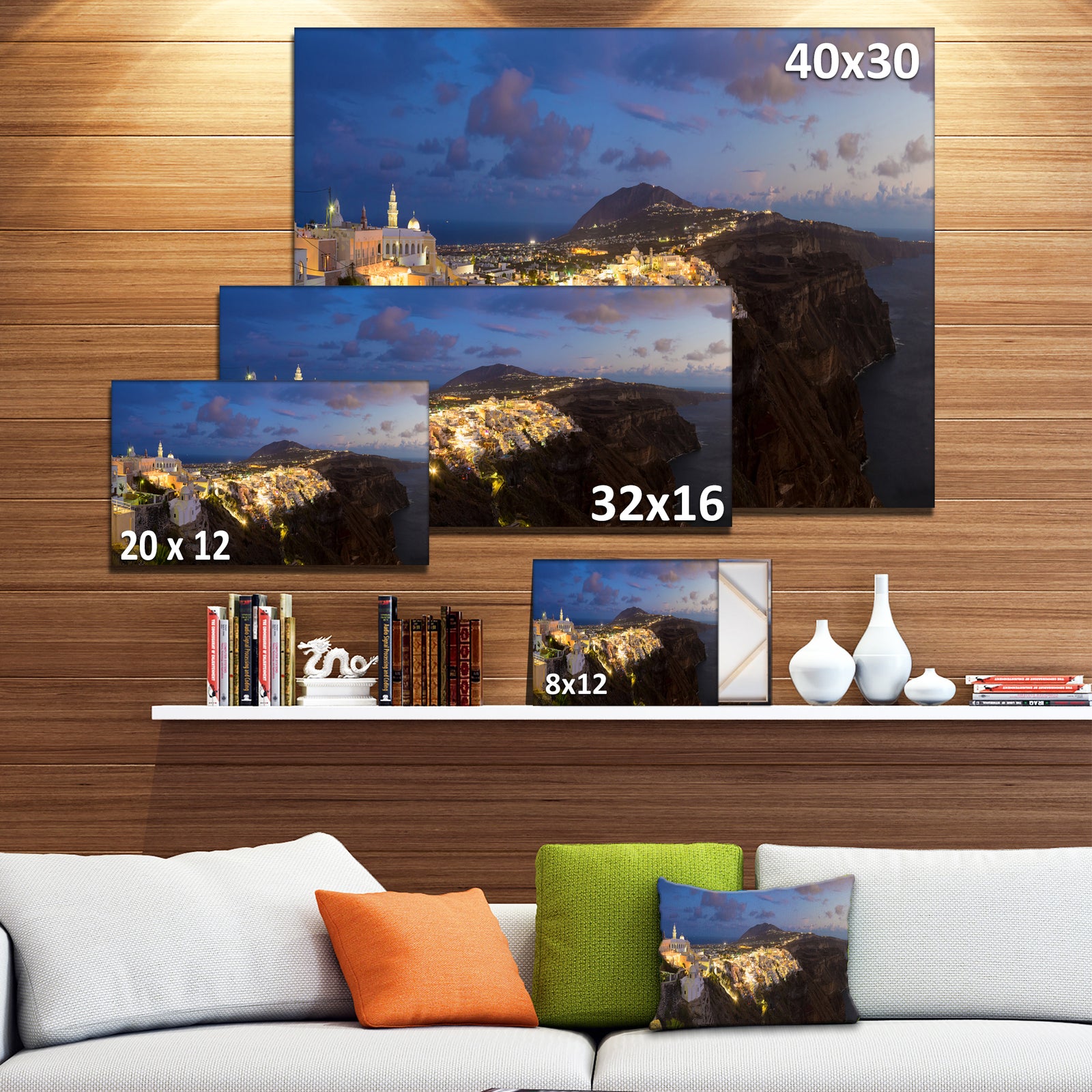 Thira Santorini Greece Panorama - Landscape Print Wall Artwork