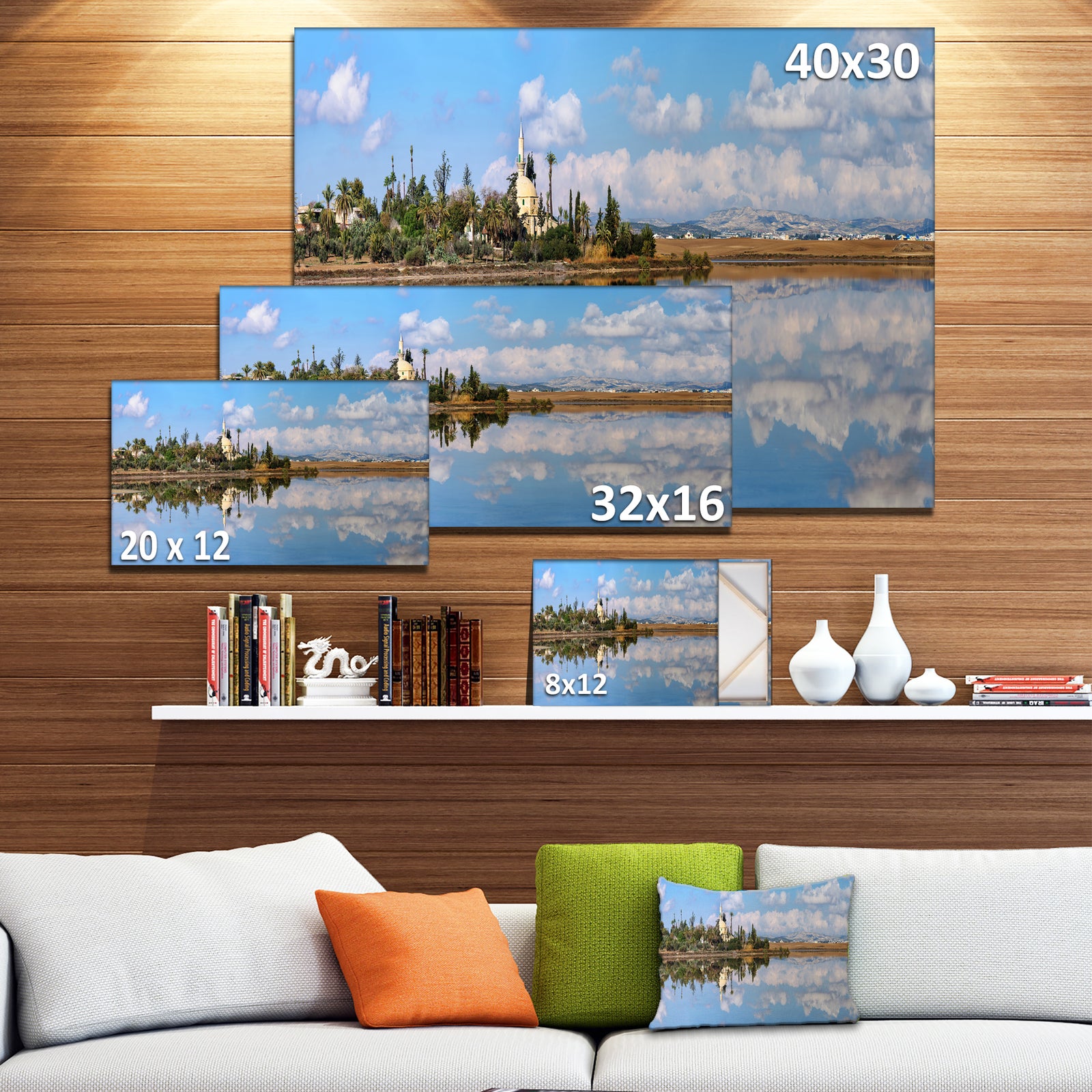 Hala Sulttan Tekke in Cyprus Panorama - Extra Large Seashore Canvas Art