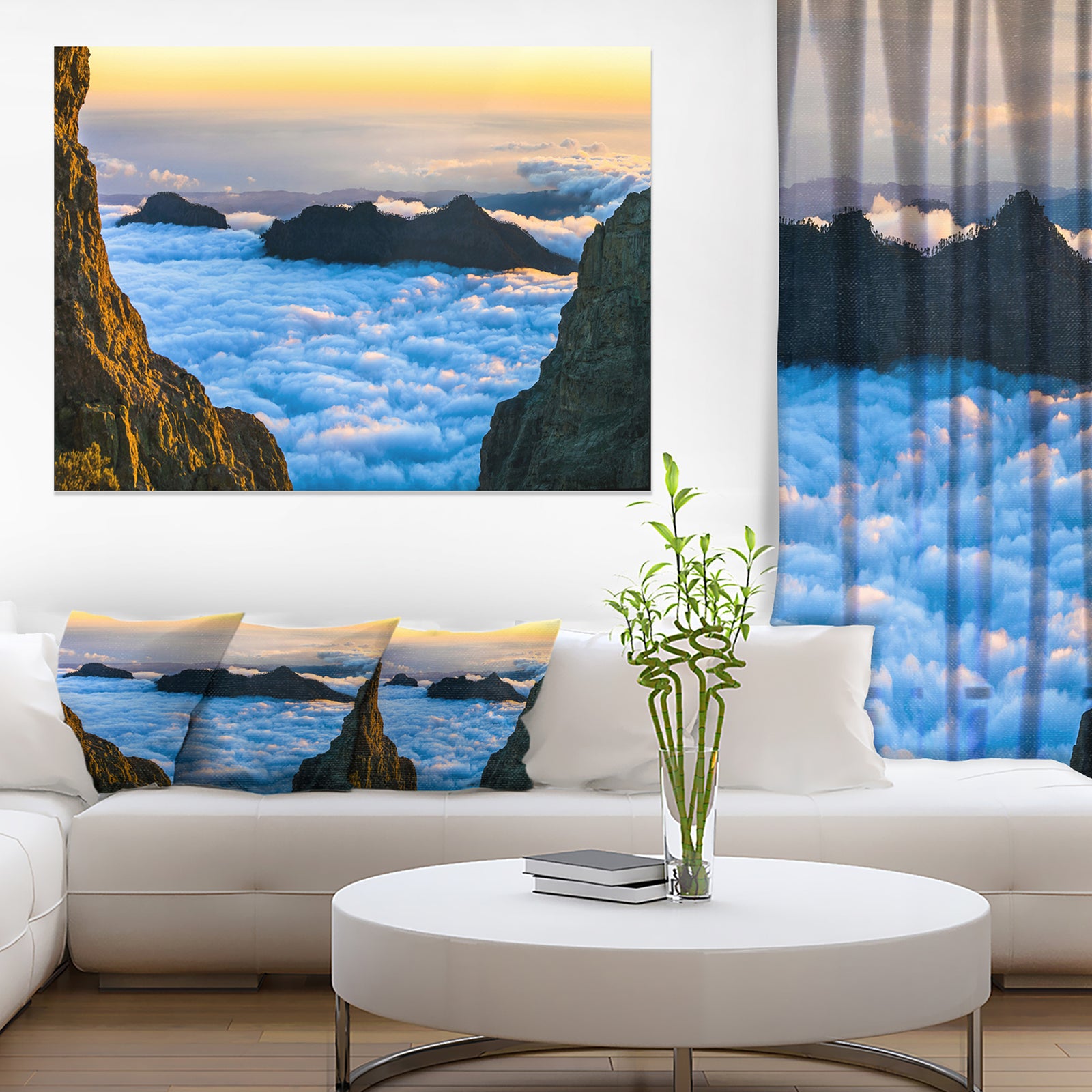 Gran Canaria Sunset over Clouds - Extra Large Seashore Canvas Art