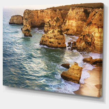 Golden Rocks and Beach at Algarve - Extra Large Seashore Canvas Art