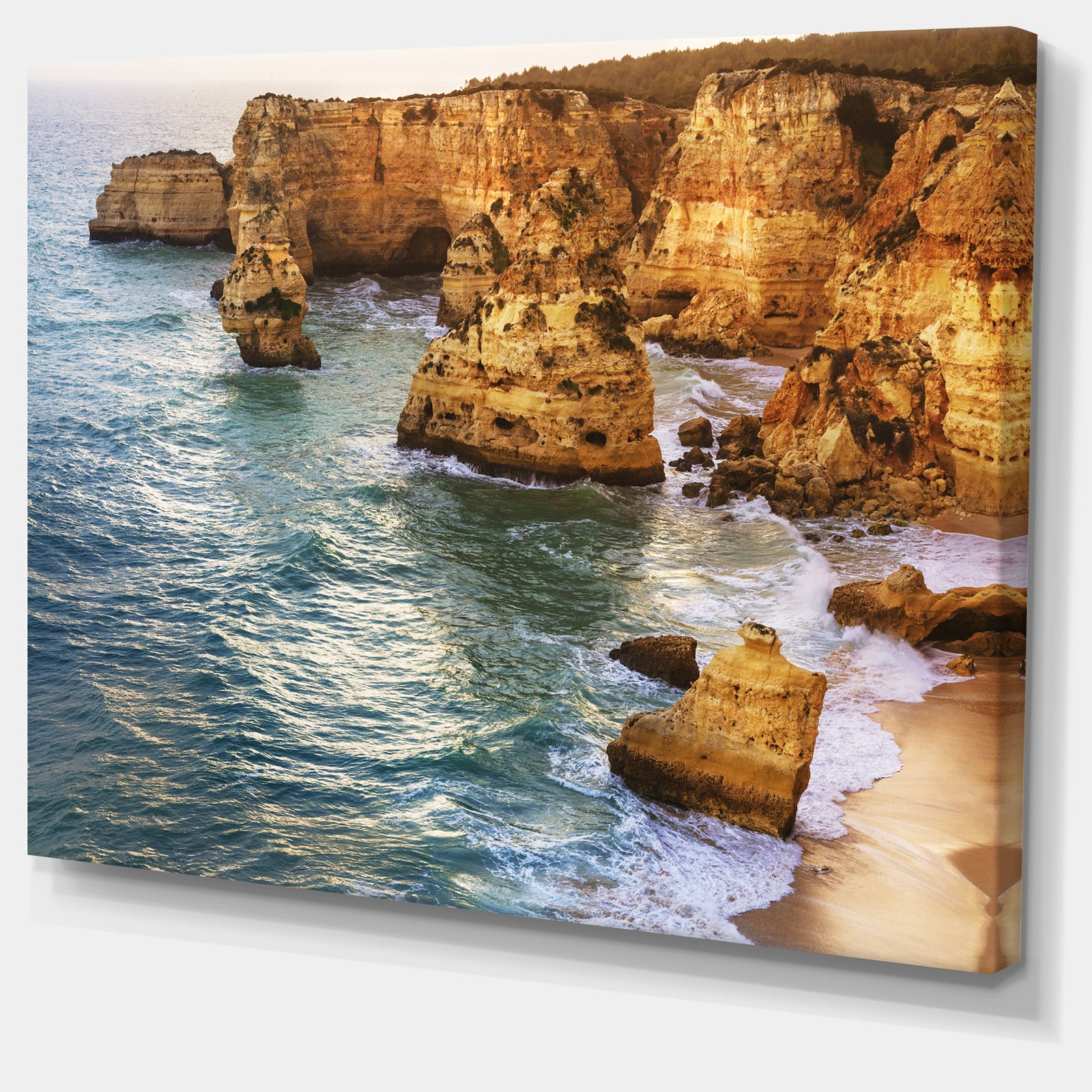 Golden Rocks and Beach at Algarve - Extra Large Seashore Canvas Art