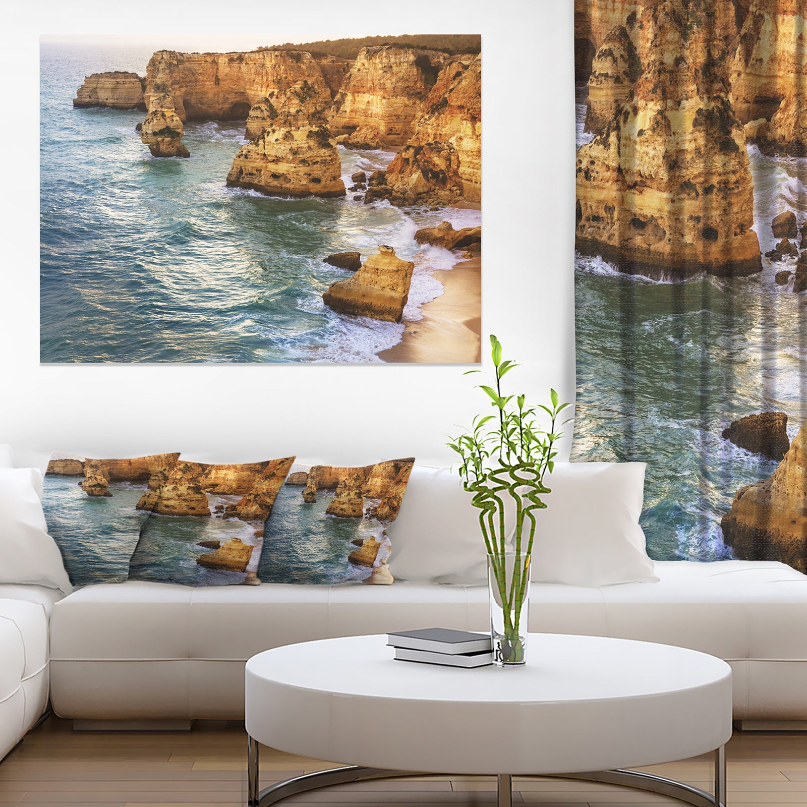 Golden Rocks and Beach at Algarve - Extra Large Seashore Canvas Art