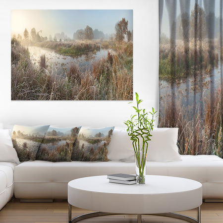 Frosty Grass Aside River Panorama - Landscape Print Wall Artwork
