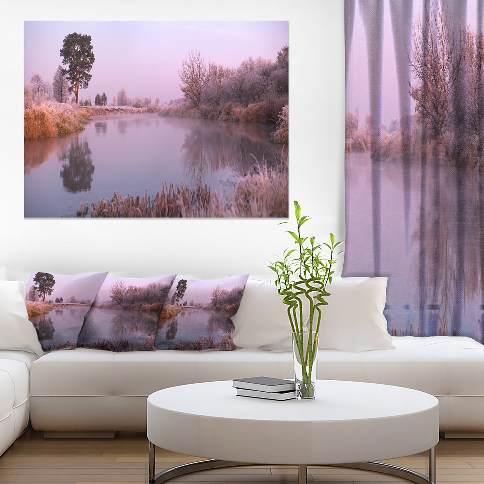 Misty Autumn Sunrise Over River - Landscape Print Wall Artwork