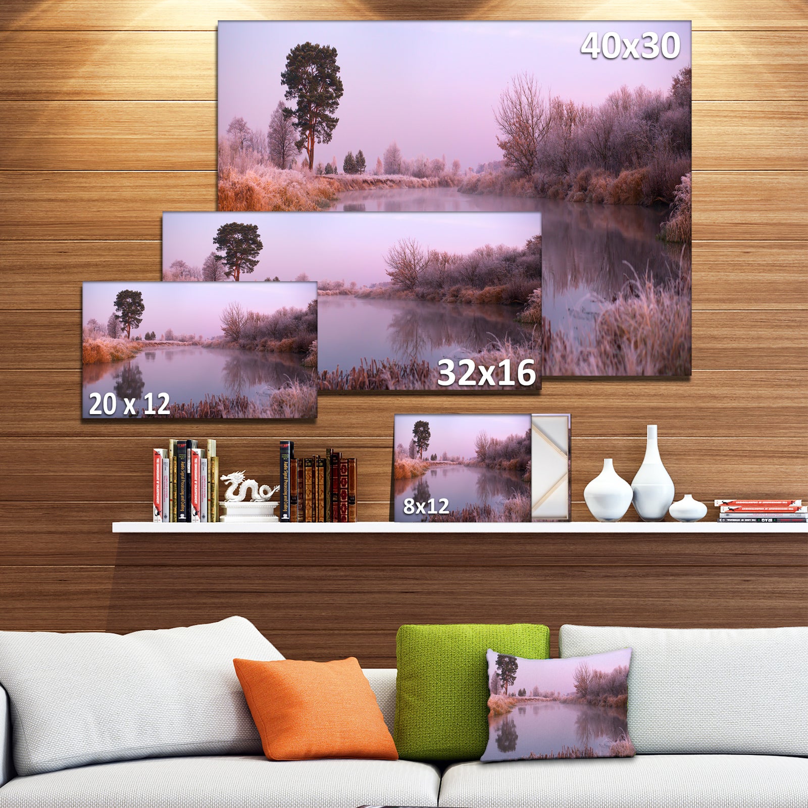 Misty Autumn Sunrise Over River - Landscape Print Wall Artwork