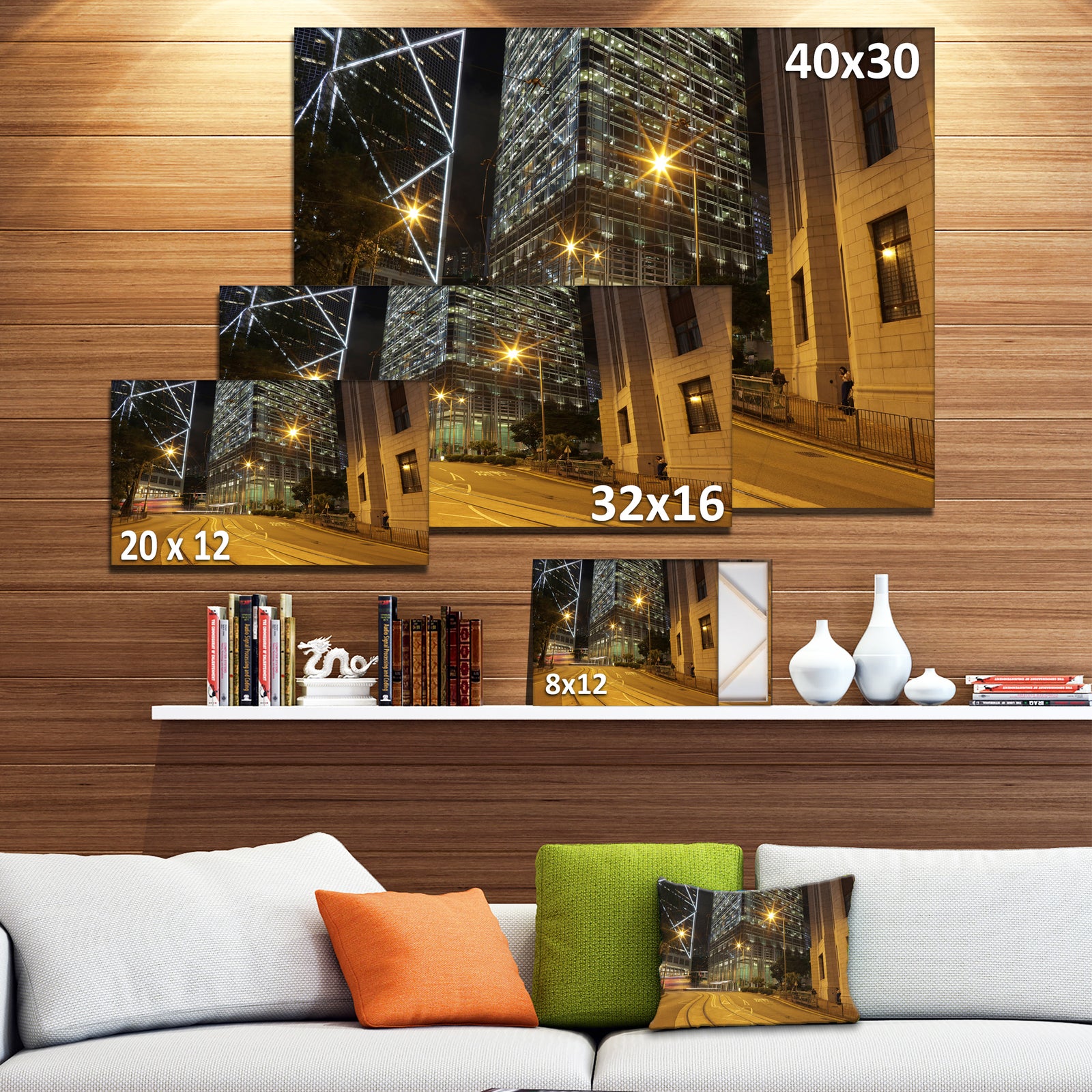 Busy Traffic and City at Night - Cityscape Artwork Canvas