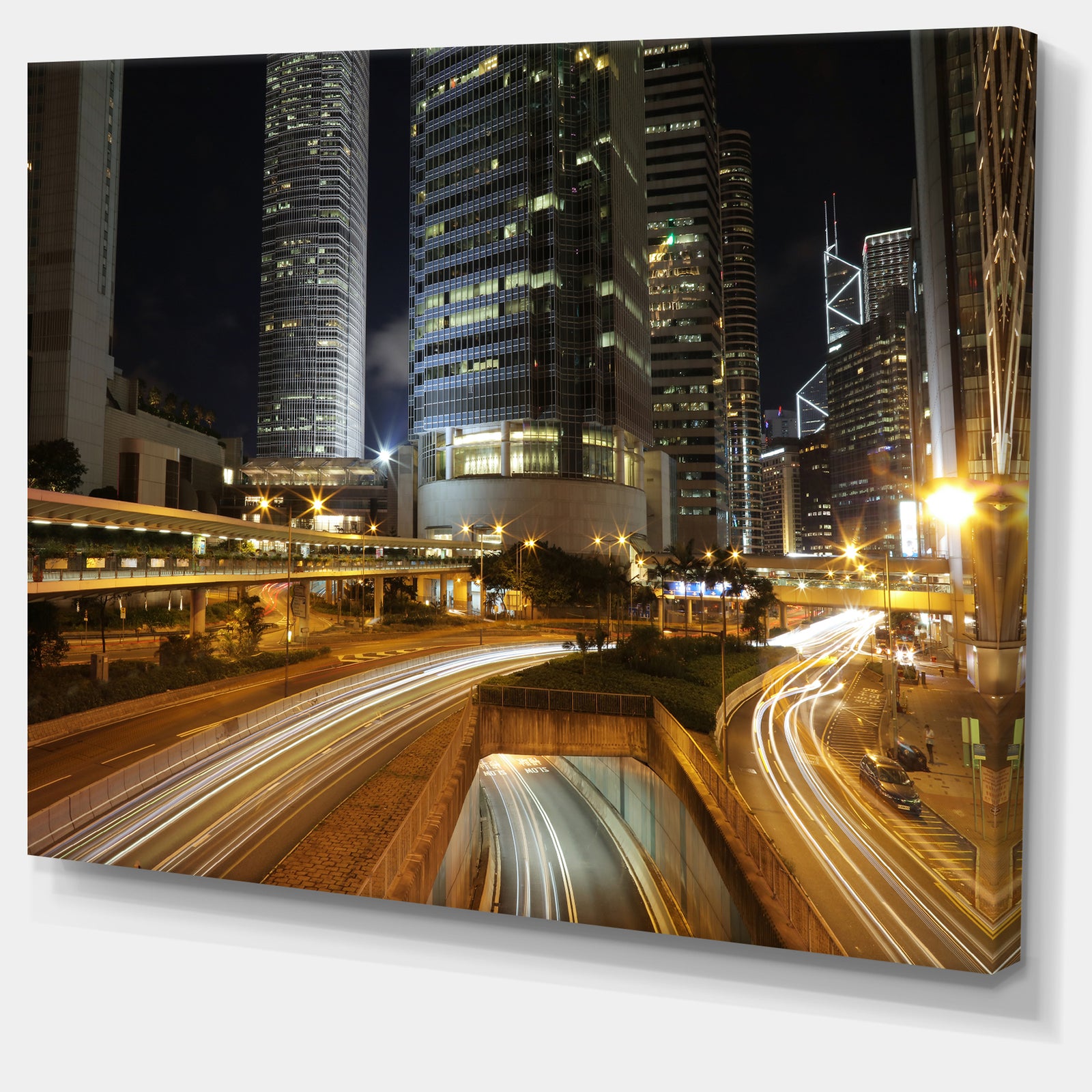 Skyscrapers and Busy Traffic - Cityscape Artwork Canvas