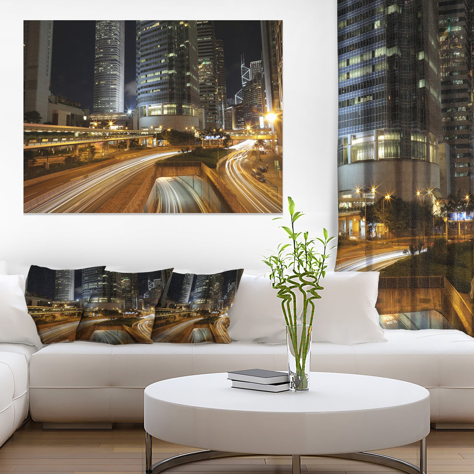 Skyscrapers and Busy Traffic - Cityscape Artwork Canvas