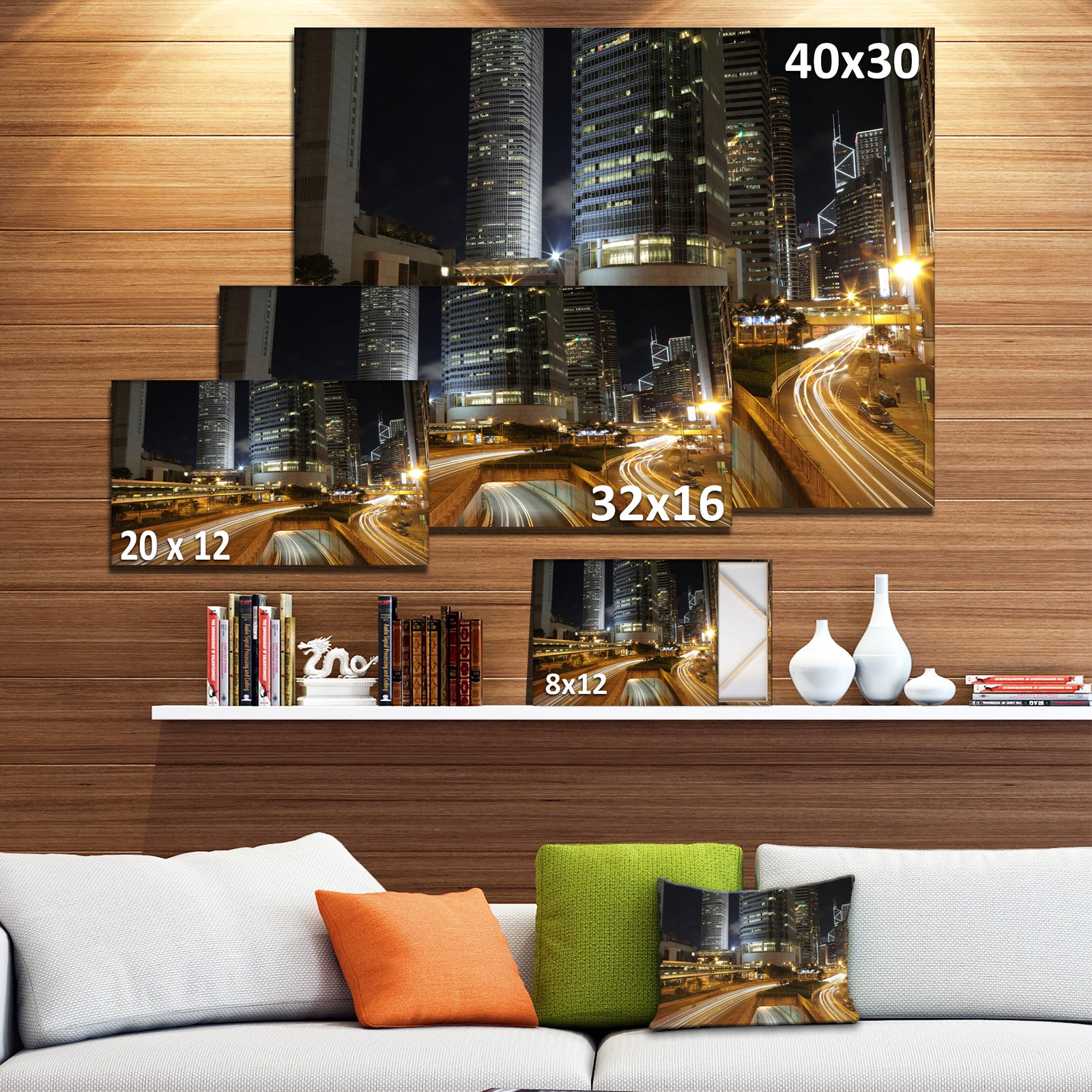 Skyscrapers and Busy Traffic - Cityscape Artwork Canvas