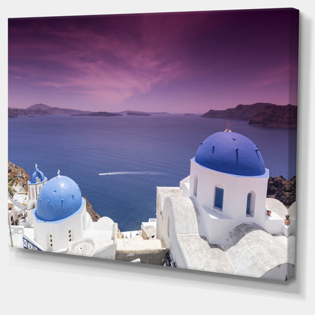 Blue Domed Churches on Caldera - Landscape Print Wall Artwork