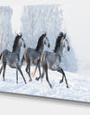 Herd of Horses Run Across Snow - Landscape Print Wall Artwork