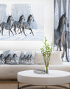 Herd of Horses Run Across Snow - Landscape Print Wall Artwork