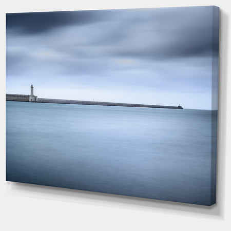 Breakwater and Soft Water under Clouds - Oversized Landscape Wall Art Print