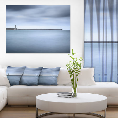 Breakwater and Soft Water under Clouds - Oversized Landscape Wall Art Print