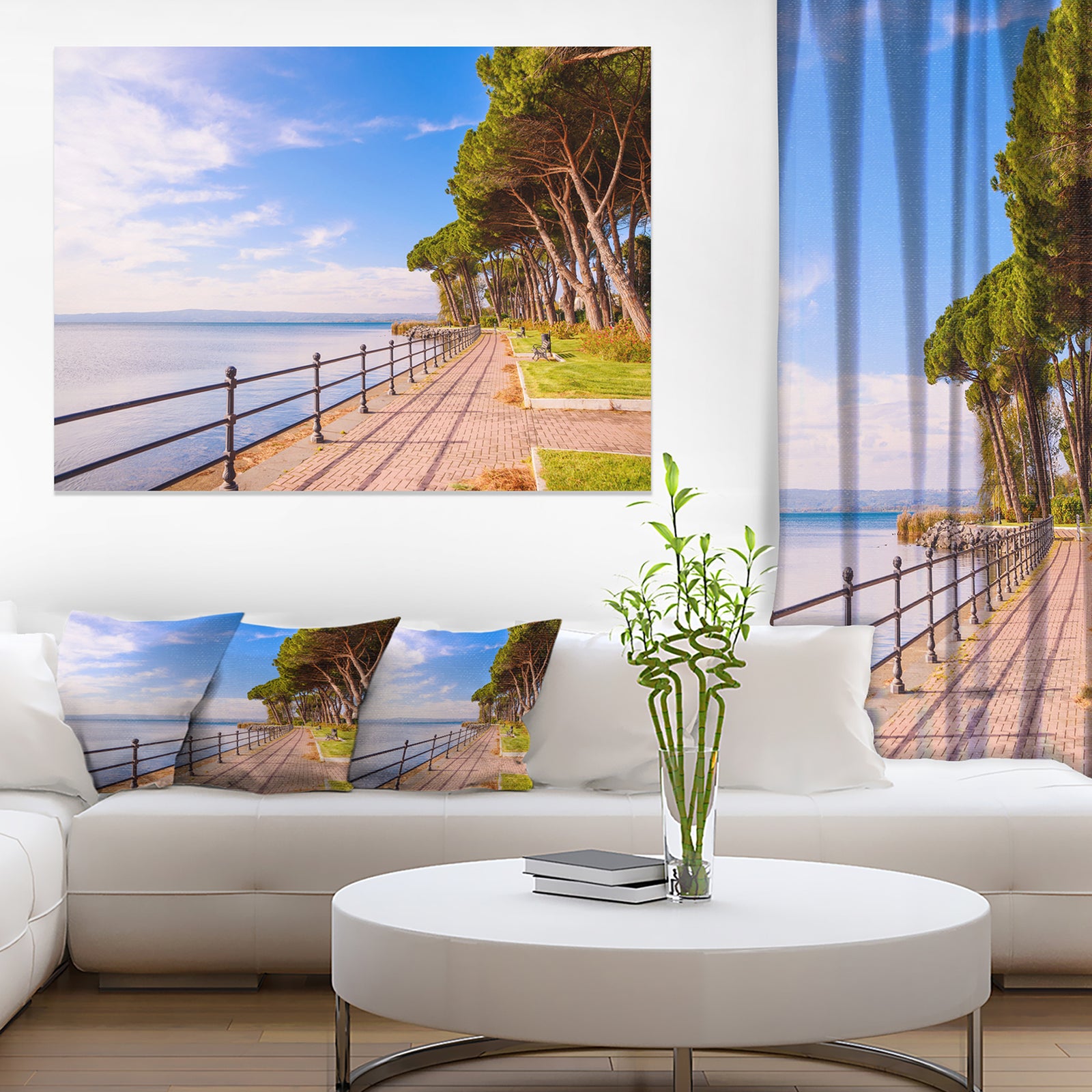 Promenade and Pine Trees in Italy - Oversized Landscape Wall Art Print