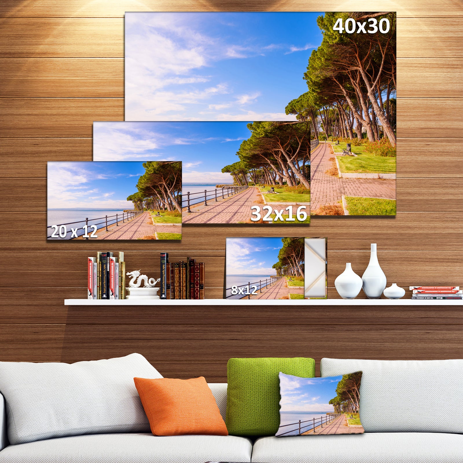 Promenade and Pine Trees in Italy - Oversized Landscape Wall Art Print
