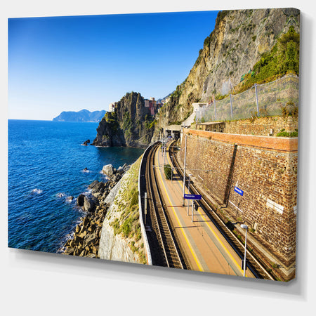 Train and Railroad Station in Manarola - Oversized Landscape Wall Art Print