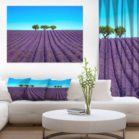 Lavender Flowers and Uphill Green Trees - Oversized Landscape Wall Art Print