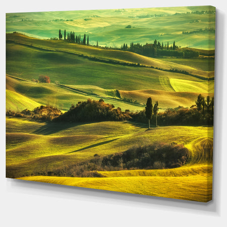 Green Rolling Hills on Misty Sunset - Oversized Landscape Wall Art Print
