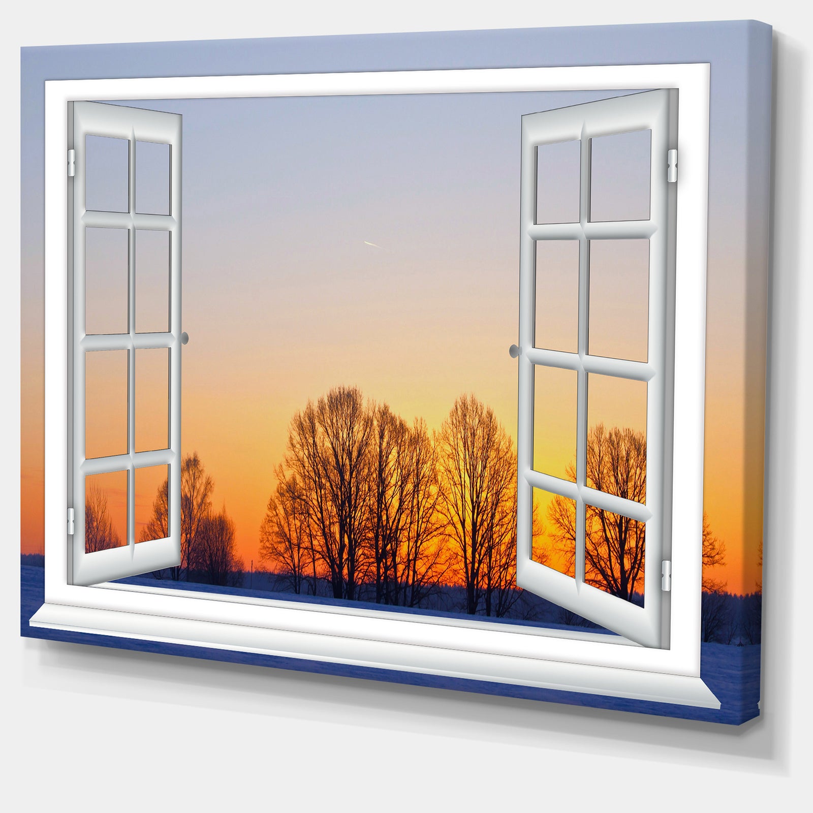 Window to Sunset over the Snow - Oversized Landscape Wall Art Print