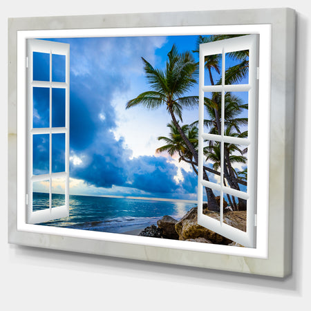 Window Open to Cloudy Blue Sky - Oversized Landscape Wall Art Print