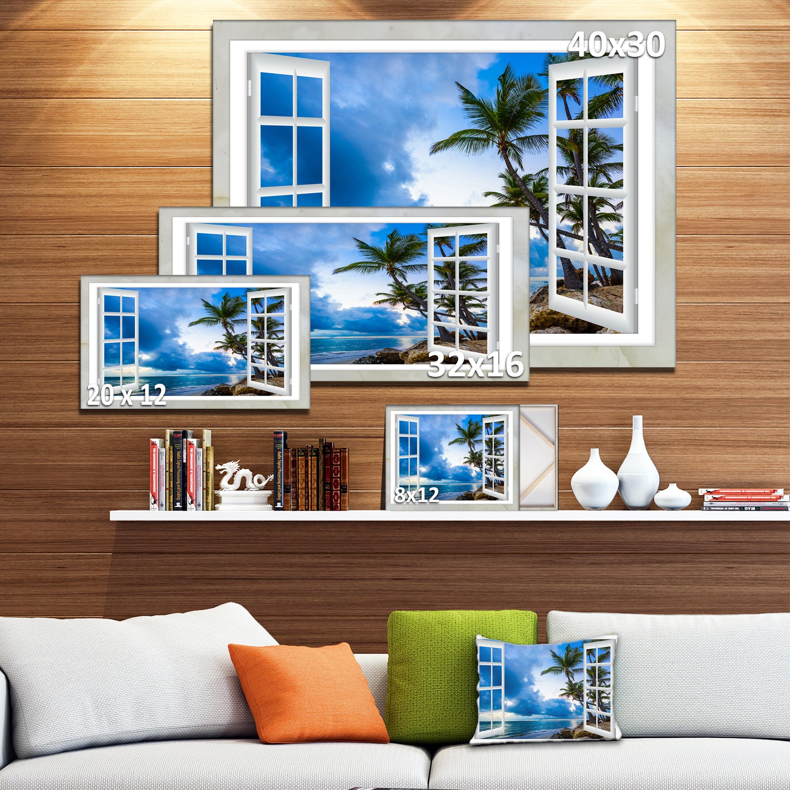 Window Open to Cloudy Blue Sky - Oversized Landscape Wall Art Print