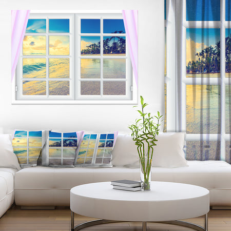 Closed Window to Ocean Sunset - Oversized Landscape Wall Art Print