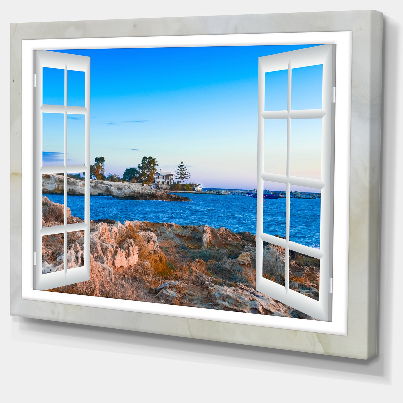 Open Window to Blue Seashore - Oversized Landscape Wall Art Print