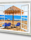 Window Open to Beach Hut with Chairs - Extra Large Seashore Canvas Art