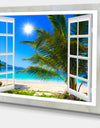 Window Open to Beach with Palm - Extra Large Seashore Canvas Art