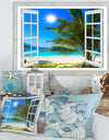 Window Open to Beach with Palm - Extra Large Seashore Canvas Art