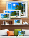 Window Open to Beach with Palm - Extra Large Seashore Canvas Art