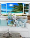 Window Open to Beach with Palm - Extra Large Seashore Canvas Art