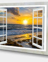 Open Window to Bright Yellow Sunset - Modern Seascape Canvas Artwork