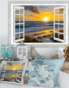 Open Window to Bright Yellow Sunset - Modern Seascape Canvas Artwork