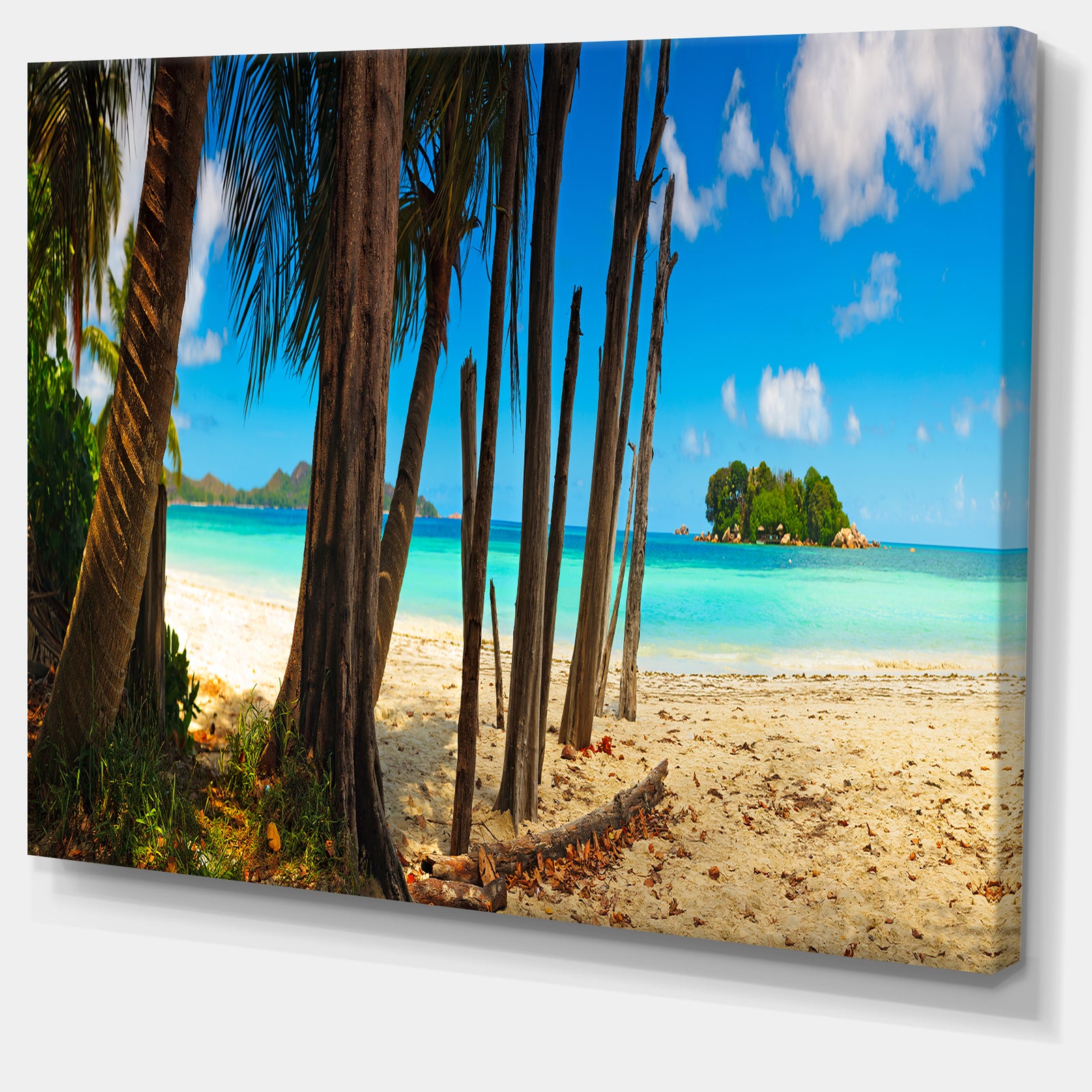 Praslin Island Tropical Beach Panorama - Modern Seascape Canvas Artwork
