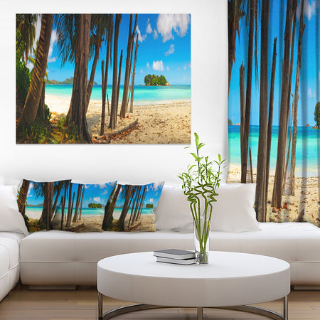 Praslin Island Tropical Beach Panorama - Modern Seascape Canvas Artwork