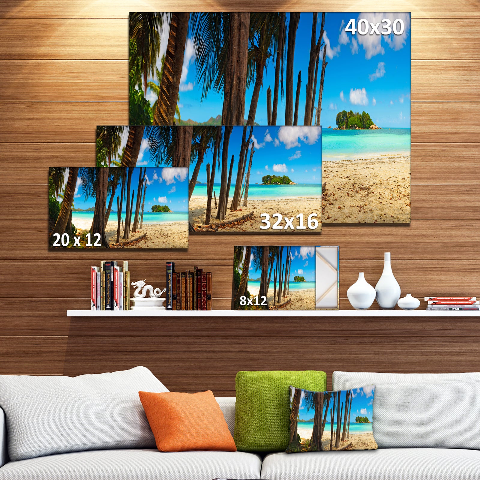 Praslin Island Tropical Beach Panorama - Modern Seascape Canvas Artwork