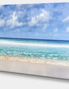 Tranquil Beach under White Clouds - Modern Seascape Canvas Artwork