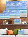 Tranquil Beach under White Clouds - Modern Seascape Canvas Artwork