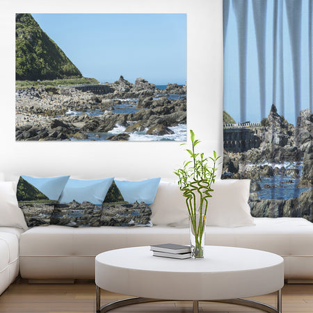 Beautiful New Zealand Rocky Beach - Modern Seascape Canvas Artwork