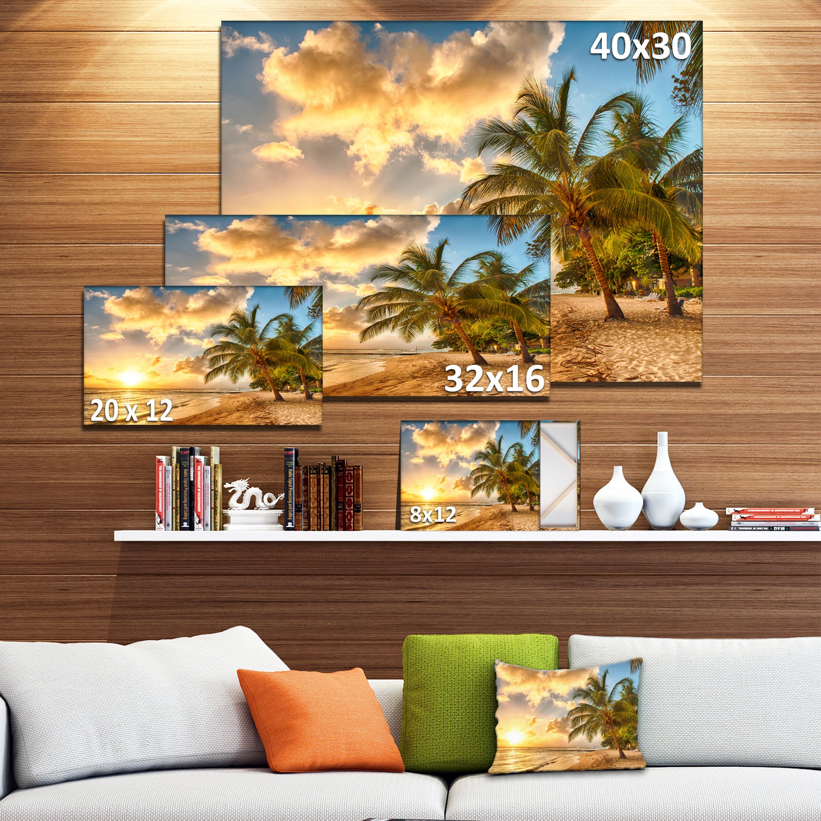 Gorgeous Beach of Island Barbados - Modern Seascape Canvas Artwork