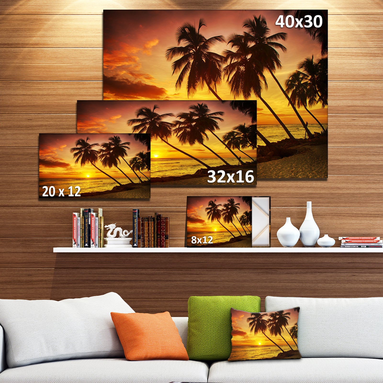 Barbados Island Evening Seashore - Modern Seascape Canvas Artwork