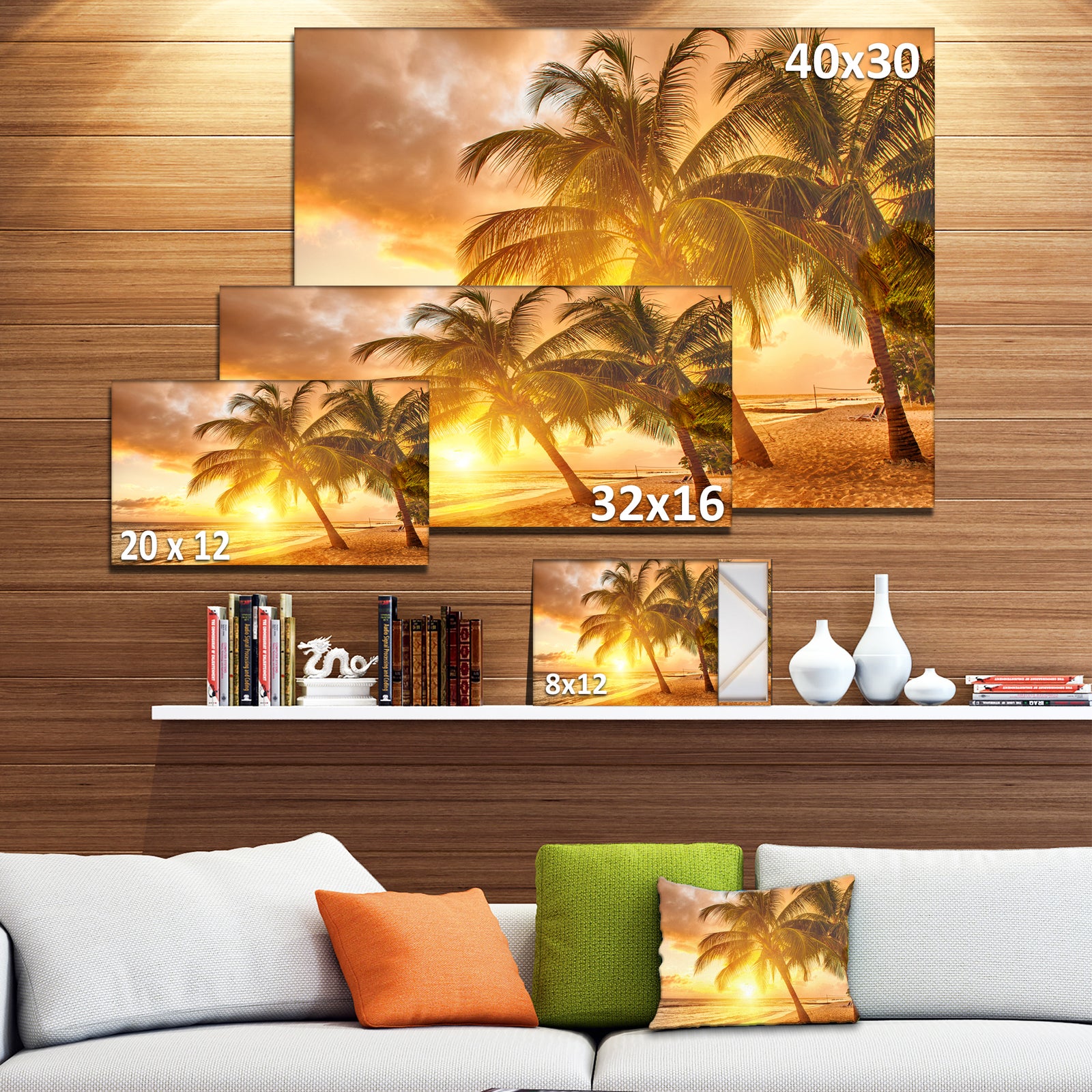 Bright Sunset at Barbados Island - Modern Seascape Canvas Artwork