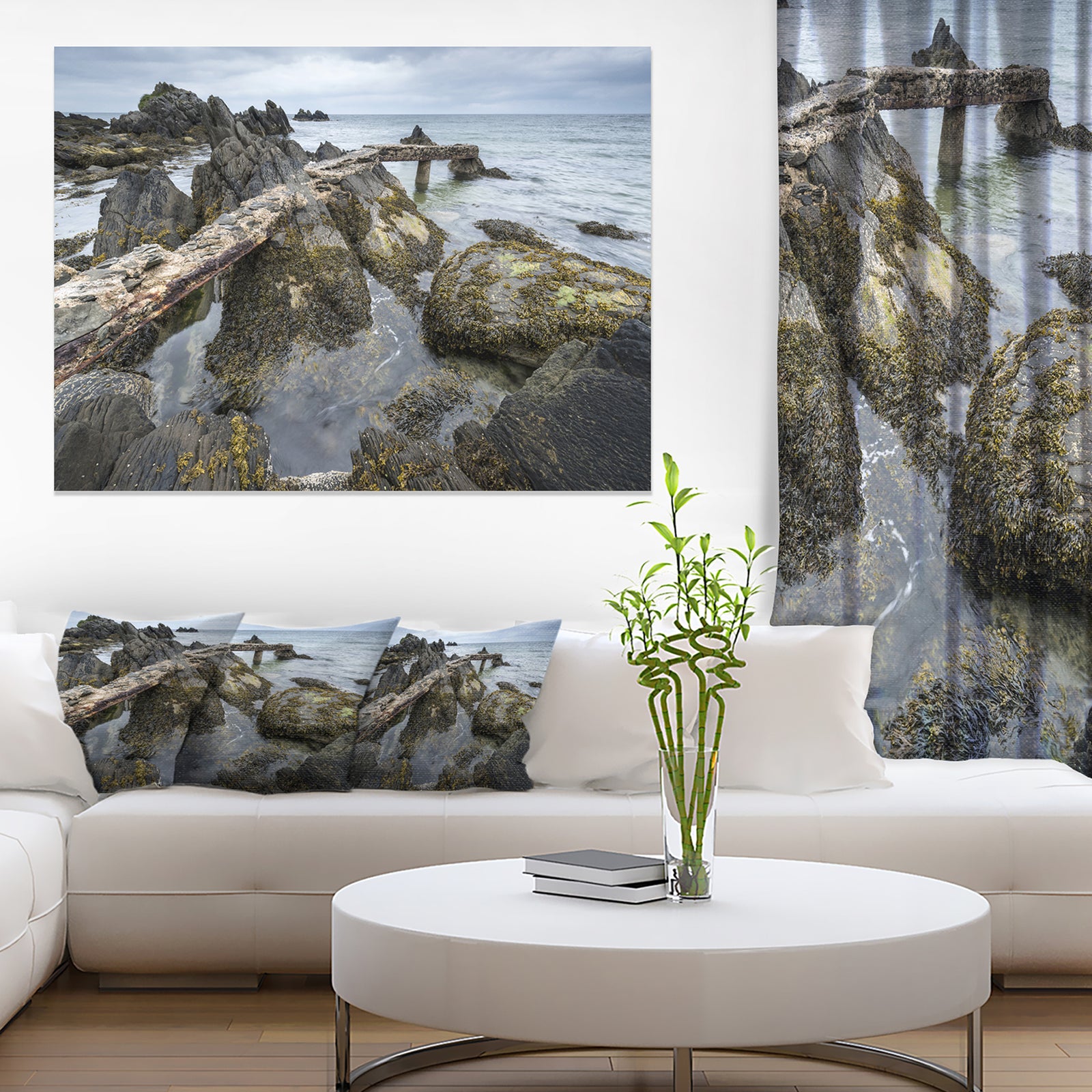 Rocky North Ireland Seashore - Modern Seascape Canvas Artwork