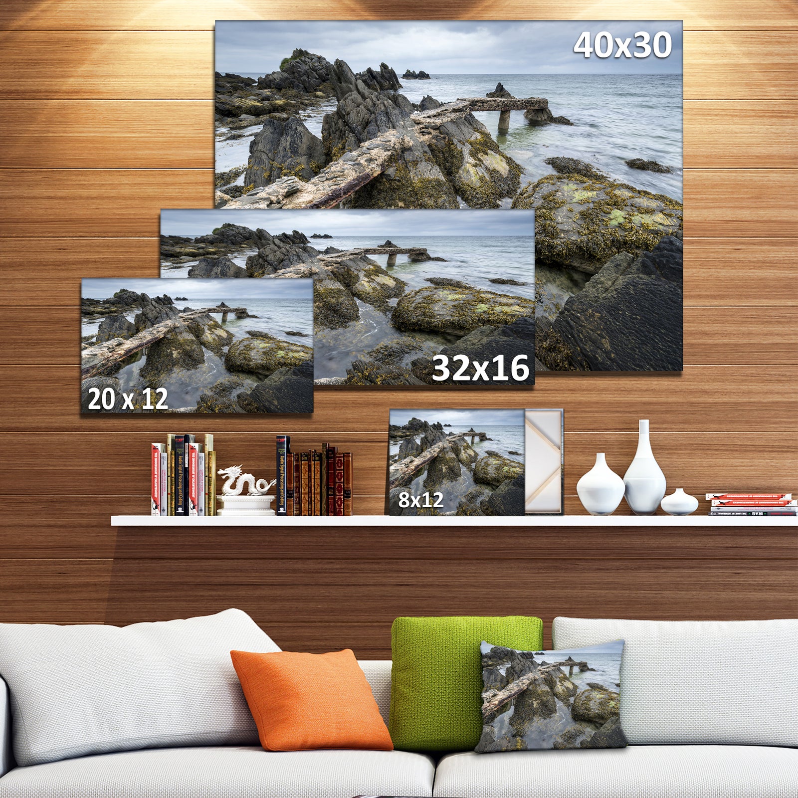 Rocky North Ireland Seashore - Modern Seascape Canvas Artwork