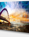 Color Red Bridge Sunset Taiwan - Modern Seascape Canvas Artwork