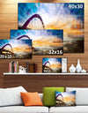 Color Red Bridge Sunset Taiwan - Modern Seascape Canvas Artwork