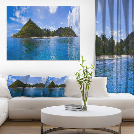 Tropical Island at Seychelles Panorama - Modern Seascape Canvas Artwork